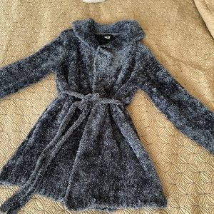 Sooki Fleece Cardigan in Slate Blue - Gorgeous, Cozy, and Unique! Size Medium